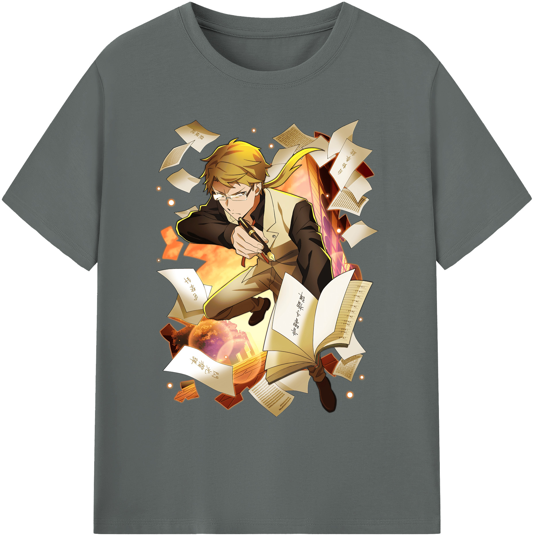 （画像用） 文豪ストレイドッグス Bungo Stray Dogs 綿100％ メンズ半袖Tシャツ｜肌触りやわらか＆通気性